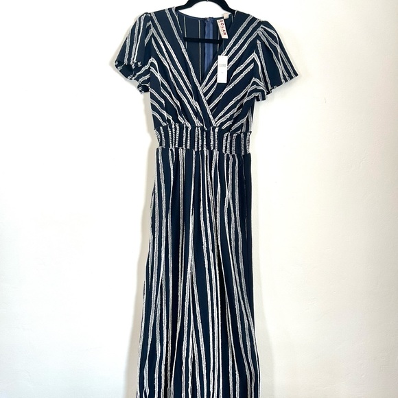 NEW W/ TAG Dolan Left Coast Collection Blue/White Textured Stripe Jumpsuit - XS - Picture 4 of 9